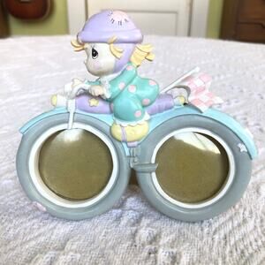 Precious Moments 1993 Girl Bicycle Double Picture Frame Nursery Whimsical Rare